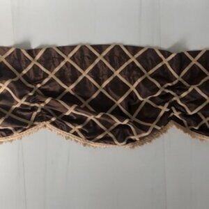 Rod Pocket 50 Inch Wide Brown/gold scalloped valance